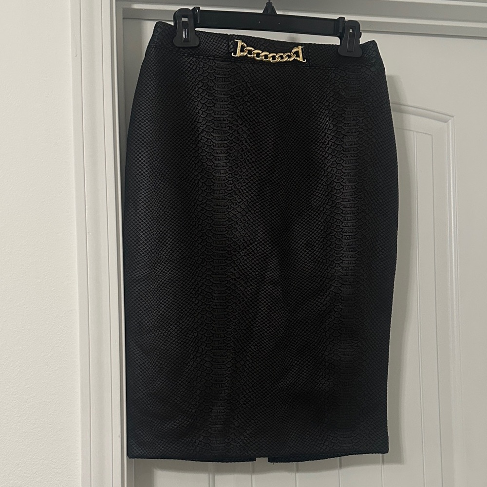 Marc New York Black Pencil Skirt with Gold Chain